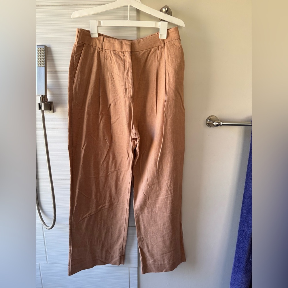 Abercrombie A&F Sloane Tailored Linen Pant high rise